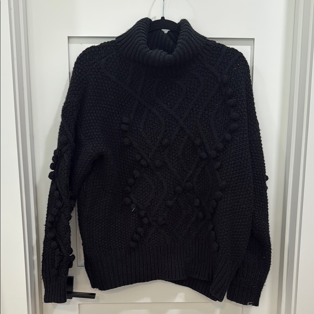Allison Joy Black Textured Turtleneck Sweater
